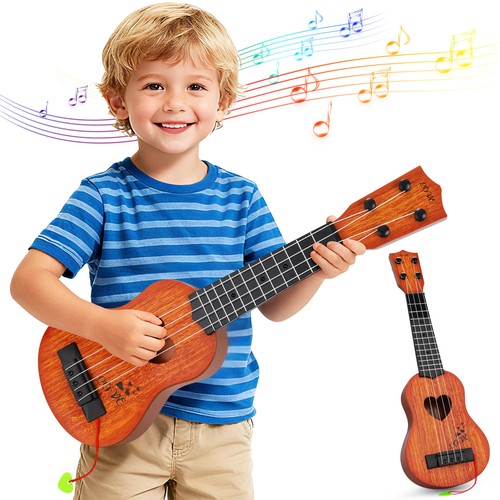 Kids ukulele toy guitar brown - kids,
